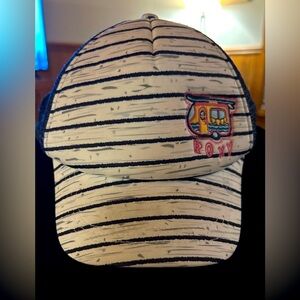 Roxy trucker hat with camper, navy, pink, yellow, turquoise, unisex